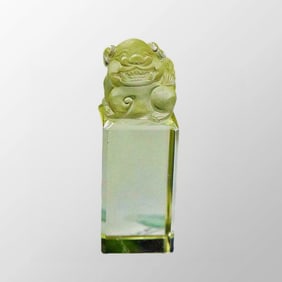 Beautiful Yellow Crystal Carved Fortune Pixiu Seal