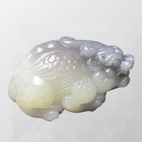 Superb Chinese Hetian Jade Carved Fortune Pixiu Statue