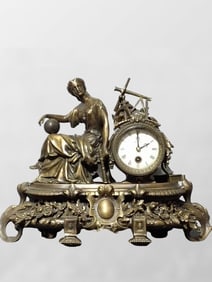 Vintage Brass Figure Mechanical Clock