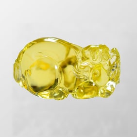Beautiful Yellow Crystal Carved Fortune Pixiu Pendant