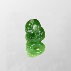 Superb Chinese Green Hetian Jade Carved Snake Pendant