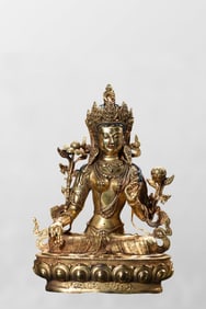 Tibetan Buddhism Gilt Gold Bronze Tara Statue