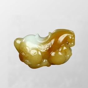 Superb Chinese Hetian Jade Carved Fortune Horse Pendant