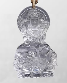 Beautiful Natural White Crystal Carved Manjushri Bodhisattva Pendant