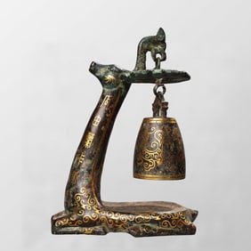 Vintage Chinese Gilt Gold Bronze Fortune Deer Bell Statue