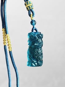 Beautiful Aquamarine Carved Fortune Dragon Pendant