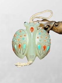 Chinese Silver Wires Inlay Gems Cicada Pendant