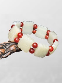 Chinese Hetian Jade Beads Bracelet