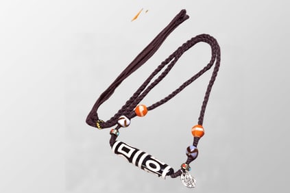 Old Tibetan Sky Eyes DZI Agate Lucky Pendant