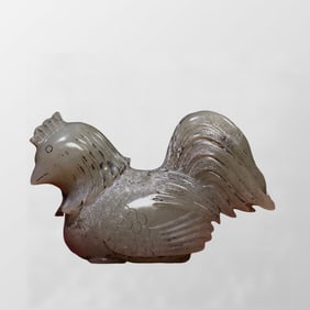 Vintage Chinese Hetian Jade Carved Rooster Statue