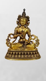 Tibetan Buddhism Gilt Gold Bronze Vajrapani Statue