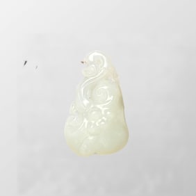 Chinese Natural Hetian Jade Carved Ruyi Pendant