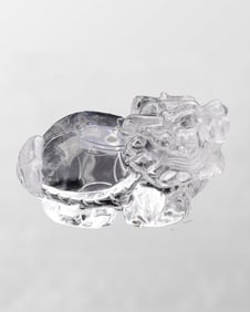 Beautiful White Crystal Carved Dragon Turtle Statue