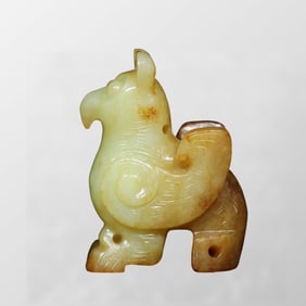 Vintage Chinese Hetian Jade Carved Bird Statue
