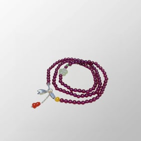 Beautiful Garnet & Hetianjade & Nnahong Agate & Beeswax Beads Necklace