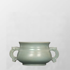 Chinese Ru Kiln Double Ear Porcelain Incense Burner