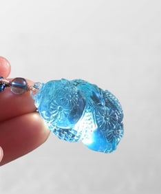 Beautiful Aquamarine Carved Snake Pendant