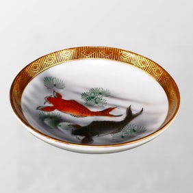Japanese Gilt Gold Fish Design Porcelain Plate