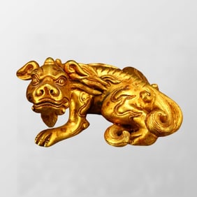 Old Gilt Gold Bronze Unicorn Statue/Paperweight