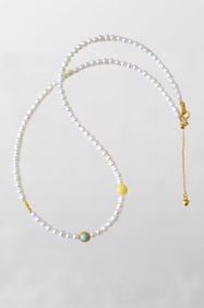 Beautiful Pearl & Beeswax Beads Necklace