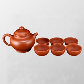 A Set Yixing Zisha Clay Teapot & Cups w Artist Signed