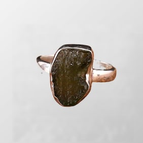 Handmade 925 Sterling Silver Inlay Natural Meteorite RingInside