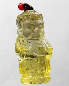 Exquisite Yellow Crystal Carved Kid Pendant