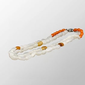 Natural Hetian Jade Original Stone Beads Necklace