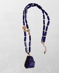 Beautiful Lapis Lazuli Original Stone Pendant w Necklace