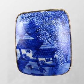 Chinese Silver Inlay Blue And White Porcelain Box