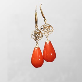 A Pair Beautiful Nanhong Agate Earring