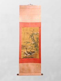 Chinese Watercolour On Silk Flowers Bird Design Painting - Zhao Ji