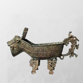 Vintage Chinese Bronze Fortune Beast Wine Cup