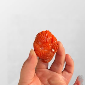 Beautiful Chinese Nanhong Agate Carved Fortune Dragon Pendant