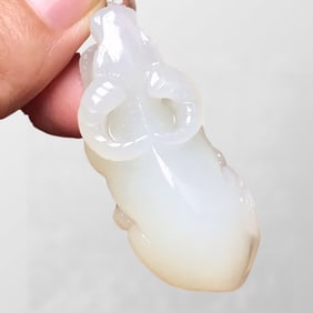 Chinese Natural Hetian Jade Fortune Ox Pendant