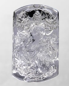 Beautiful White Crystal Carved Kwan-yin & Dragon Pendant