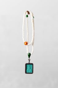 Vintage 925 Silver Inlay Turquoise Samantabhadra Pendant