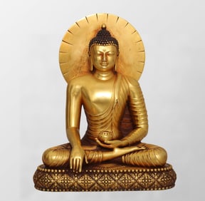 Old Tibetan Gilt Gold Bronze Siddhartha Buddha Statue