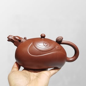 Chinese Yixing Zisha Clay Fortune Horse Teapot w Artist Signed