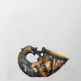 Vintage Chinese Tang San Cai Porcelain Peacock Cup