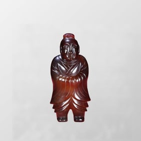 Vintage Chinese Agate Carved Kid Pendant
