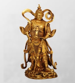 Vintage Chinese Gilt Gold Copper Figure Statue