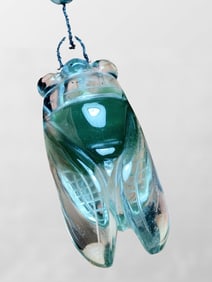 Beautiful Green Crystal Carved Fortune Cicada Pendant