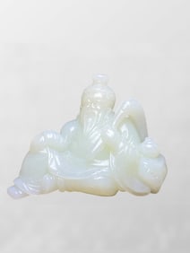 Superb Chinese Hetian Jade Carved Lord Lao Zi Statue