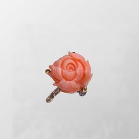 Beautiful Silver Inlay Coral Flower Ring