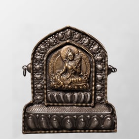 Tibetan Gilt Gold Copper Tara Gawu Box