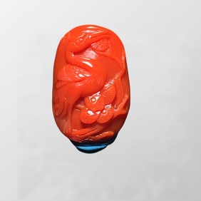 Beautiful Chinese Nanhong Agate Carved Crane Pendant