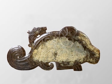 Vintage Chinese Hetian Jade Carved Dragon Jade Bi