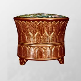Chinese Gilt Edge Famille Rose Enamel Lotus Leaf & Lotus Flower Design Porcelain Incense Burner