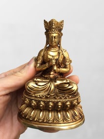 Tibetan Buddhism Gilt Gold Bronze Buddha Statue